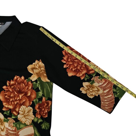 ModeLia Women's Floral Print Button Front 3/4 Sleeve Shirt Size Medium - Picture 7 of 11